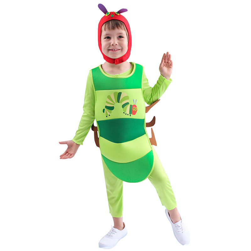 Fiesta de fiesta de los niños se visten poco traje de rendimiento en forma de oruga traje de juego de rol traje de escenario traje de rendimiento
