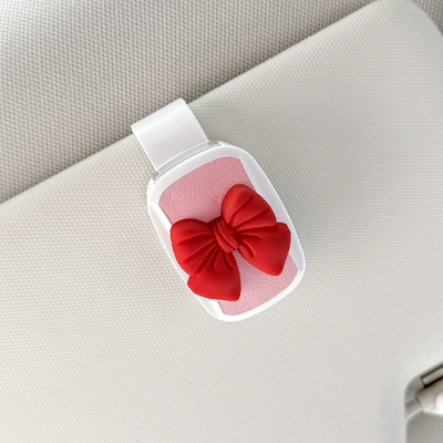 Car Glasses Clip/Bill Clip Glasses Holder Leather Car Sun - glasses-clip-pink-white-red-bow