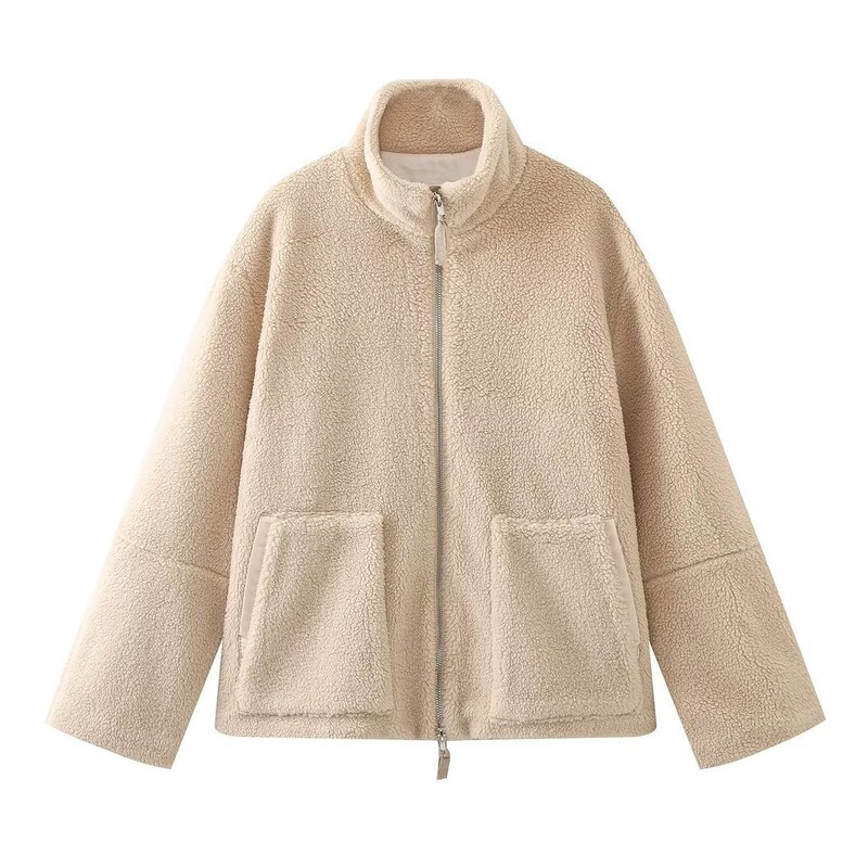 2024 Autumn and Winter New Women's Solid Color Three-color Plush Jacket Fashionable All-match Large Pocket Zipper Jacket 2024 Autumn and Winter New Women's Solid Color Three-color Plush Jacket Fashionable All-match Large Pocket Zipper Jacket