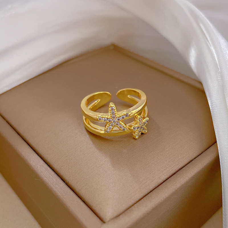 Offener Seesternring Für Damen Im Modischen Luxus-stil Silber_voghion.com