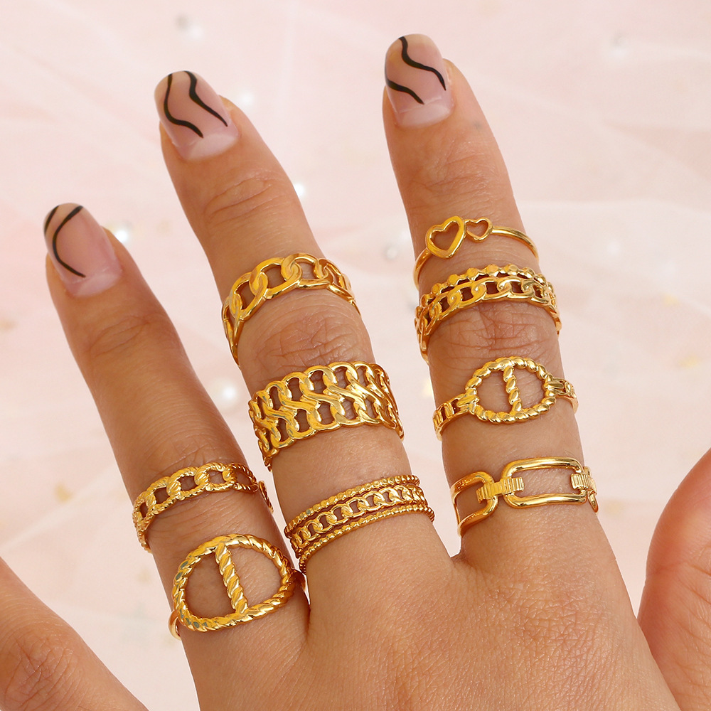 Fashion Geometric Stainless Steel Open Ring Plating Stainless Steel Rings