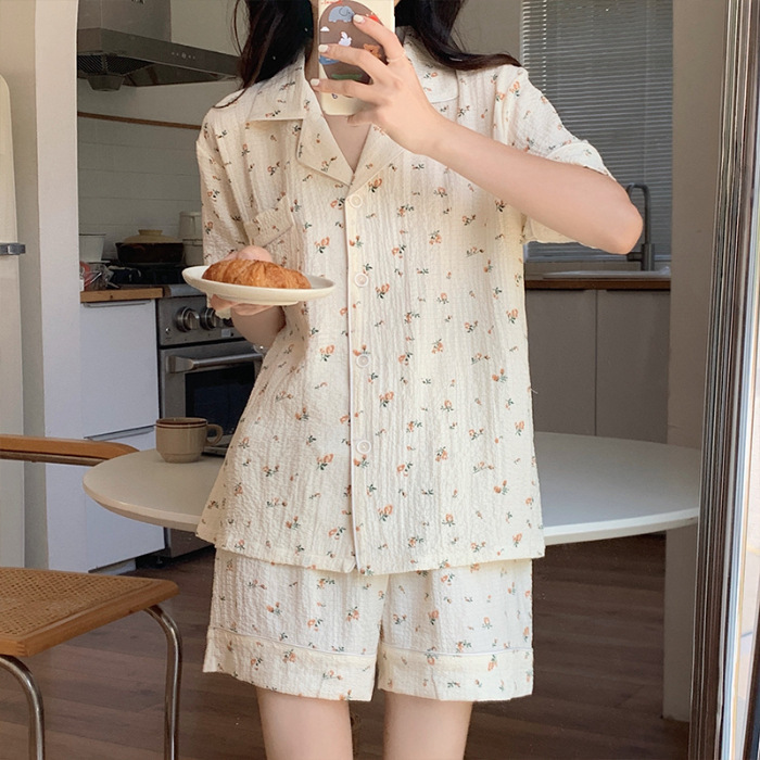 Pijamas femeninos 2025 de encaje estilo coreano manga larga