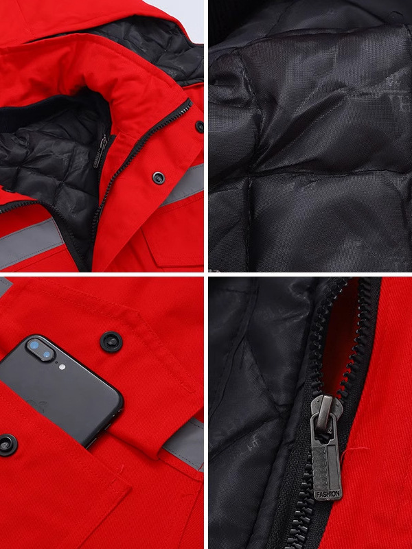 invierno de algodón grueso ropa de trabajo de algodón antiestático chaqueta de algodón de mediano largo soldador eléctrico ropa de algodón de protección laboral