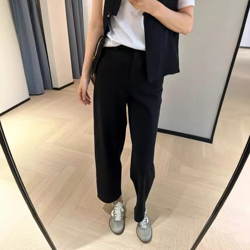 Cabinet 4000 Hejia casual relaxation high elastic anti-wrinkle slimming micro banana pants Harlan small black pants