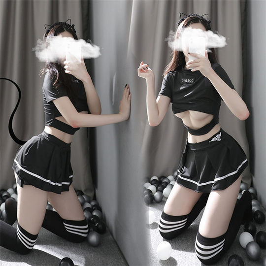Short skirt sexy underwear stewardess uniform cute academic style role play extremely seductive passion suit 9055