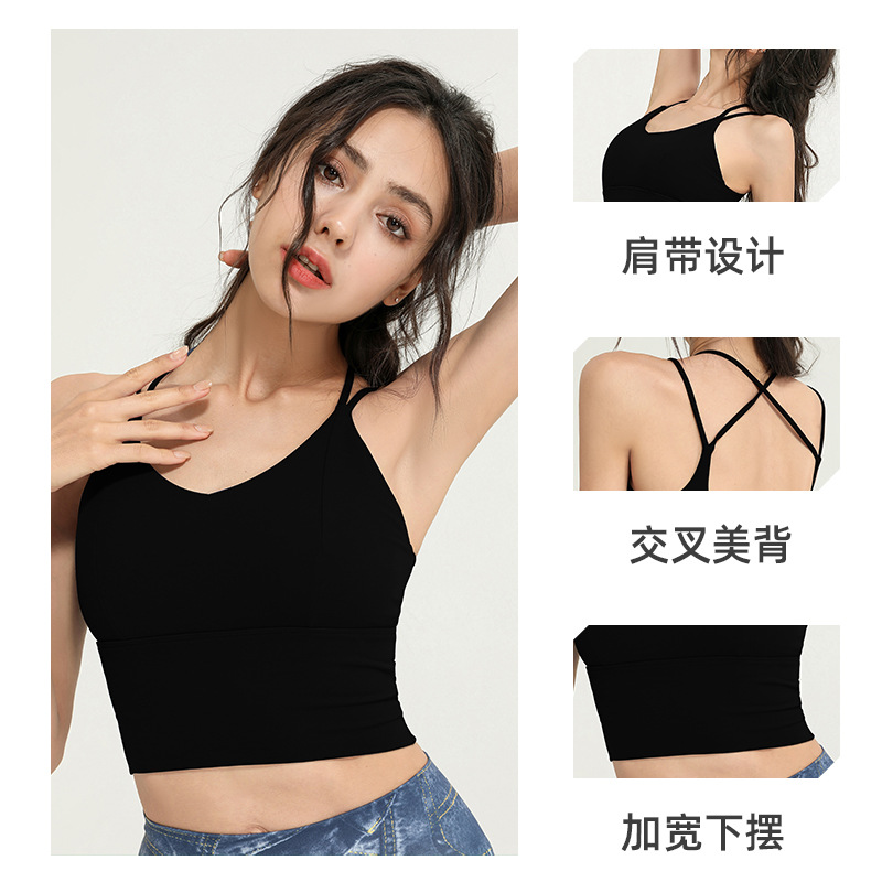 Ropa interior deportiva europea y americana de las mujeres de primavera y verano a prueba de golpes push-up yoga chaleco running fitness sujetador exterior belleza sujetador trasero