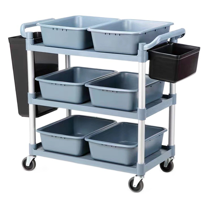 Three-story thickened dining car Bowl car restaurant trolley mobile hotel commercial hand push restaurant side hotel withdrawal table