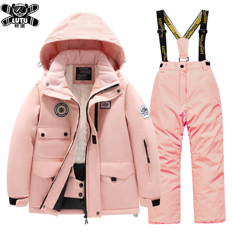 Children's ski suit men's and women's suit large and medium-sized children's Waterproof warm suspender pants 2023 New northeast professional equipment