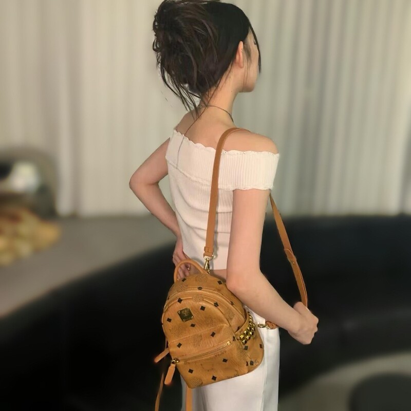 Mc's Super Popular Ultra-Mini Backpack Printed Crossbody Bag Niche High-End Fashion Versatile Backpack