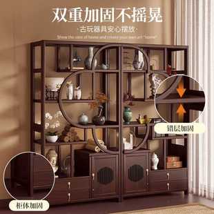 ✅ Chinese-Style Antique Shelf Tea Room Storage Cabinet Tea Set Storage Display Shelf Non-Solid Wood Partition Living Room Multi-Treasure
