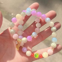 七彩海云母项链双圈手串糖果色佛珠念珠紫外线变色手链直播货源