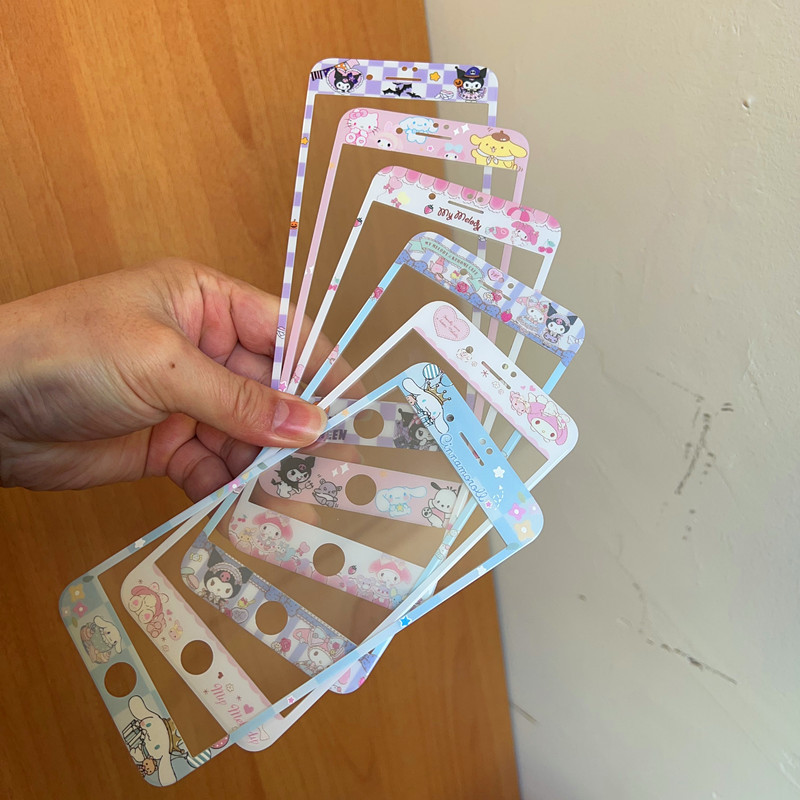 Suitable for Apple 6s Tempered Film iphone8 Unbroken Edge Color Film 7plus Soft Edge Cartoon Embossed 5se Glass Sticker 4