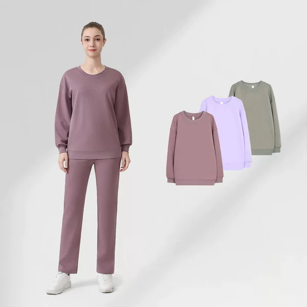 LULU cross-border long air-layer sweatshirt sports top for women, slimming casual loose stand-up collar sweatshirt for women