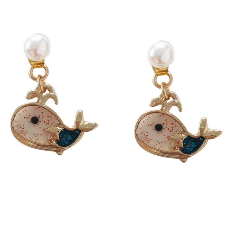 Fashion Small Cute Whale Pearl Alloy Earrings Wholesale display picture 8