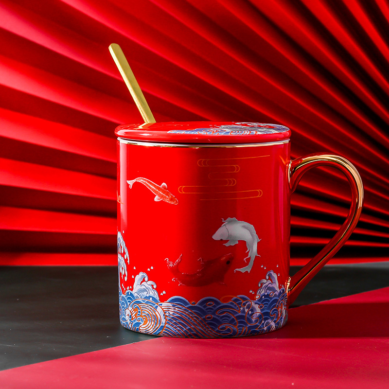 Taza de cerámica de agua de color, taza de oficina, taza de té, regalo de cumpleaños.