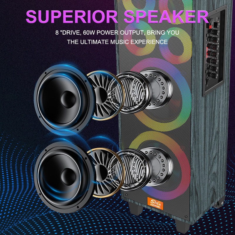 Sing-e JQS9088L クロスボーダー人気のダブル 8inch Bluetooth スピーカー、ツイーター木箱付き屋外および屋内用|undefined