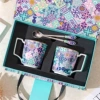 English mug 2 cups and 2 spoons