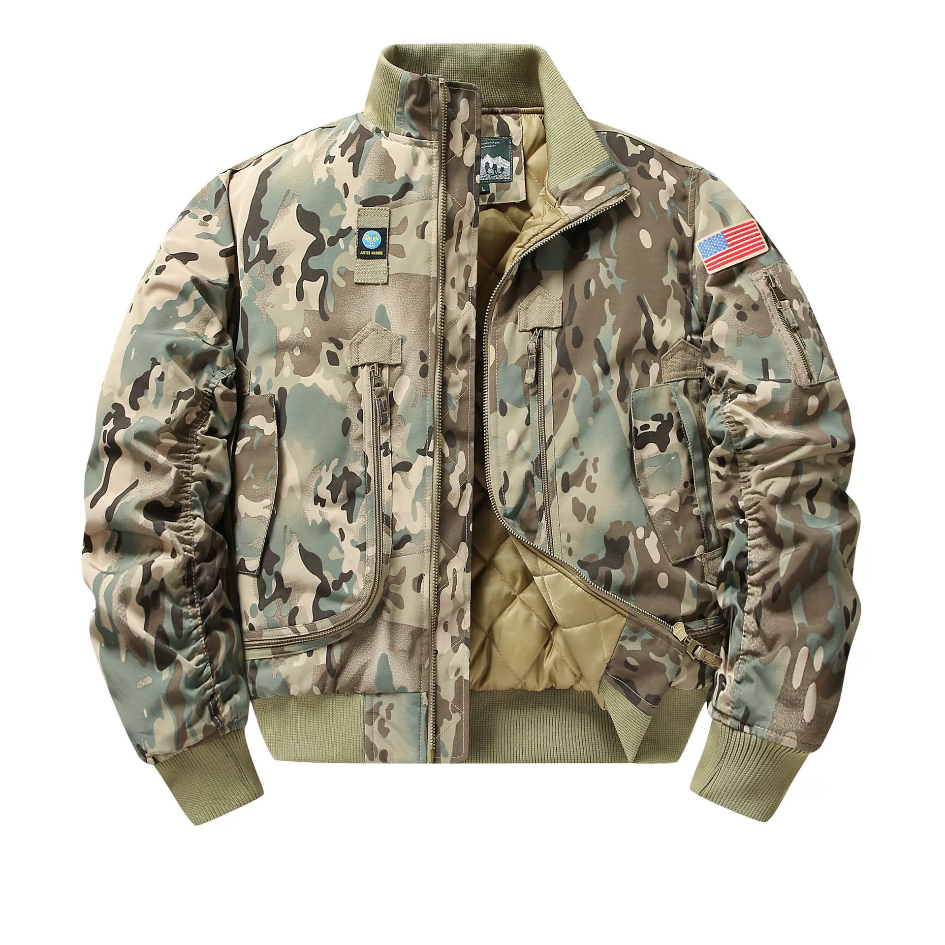 Quilted baseball jacket, tactics uniform, increased thickness