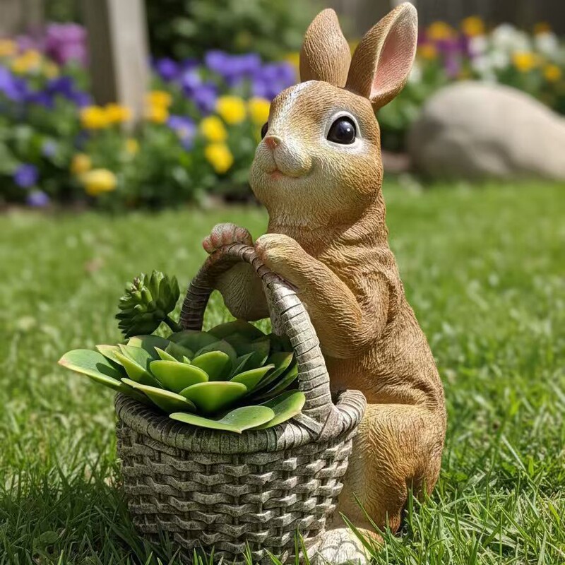 Garden Decoration Courtyard Balcony Creative Cartoon Rabbit Flower Pot Gardening Arrangement Flower Tub Outdoor Landscaping Storage Home Decor