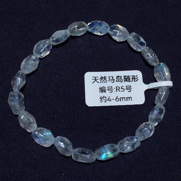 天然冰种马岛月光石玻璃体刻面随形手链彩月光石彩虹光手串惜洛|undefined