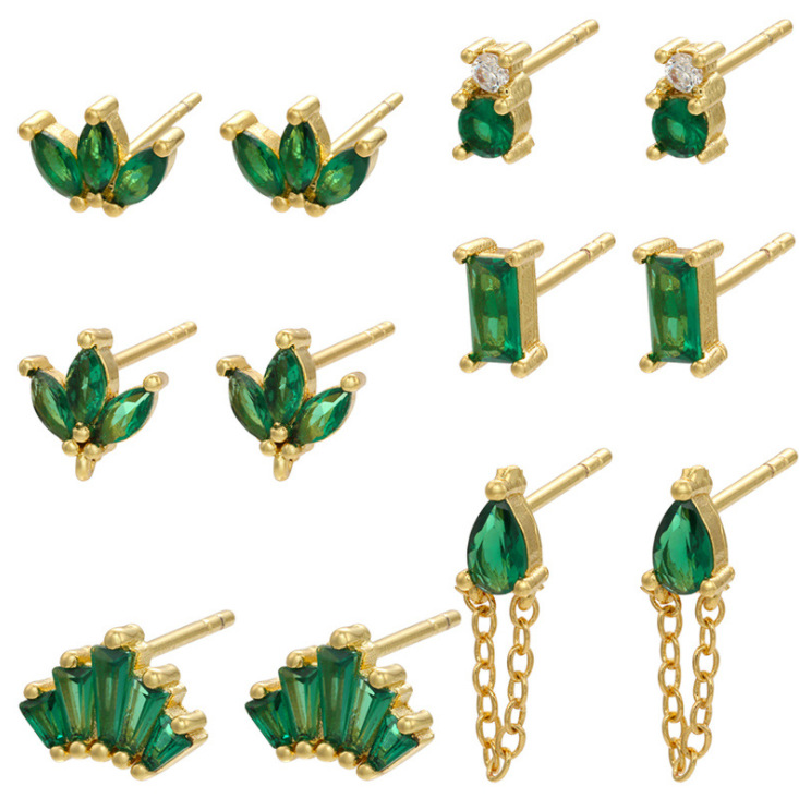2g Weight Zircon Inlay Material Earrings Classification Fashion Plating Copper Zircon Copper Earrings