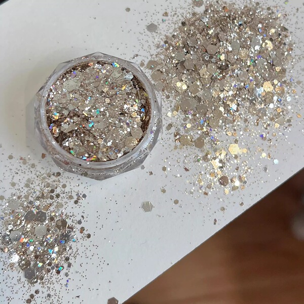 Golden mixed nail sequins for manicure