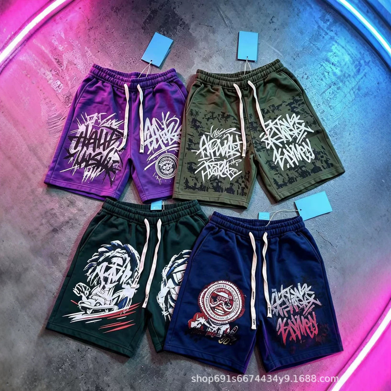American-style men's summer casual thin sports shorts, trendy retro basketball fitness loose-fitting shorts American-style men's summer casual thin sports shorts, trendy retro basketball fitness loose-fitting shorts