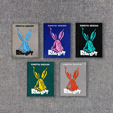 新款时尚潮牌牛仔布兔子印花图案标缝制款装饰衣服鞋补丁贴织唛布