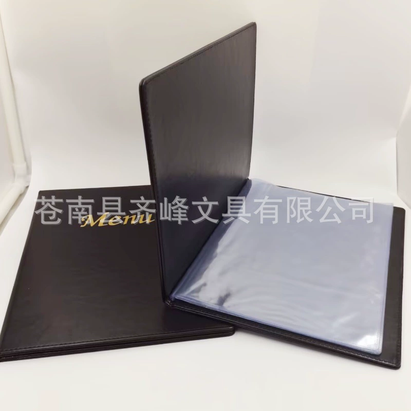 Кожаный держатель для рецептов формата А4 с индивидуальным ПВХ-карманом на клапане, руководство по обслуживанию в отеле, тисненый логотип, кожаная книга меню