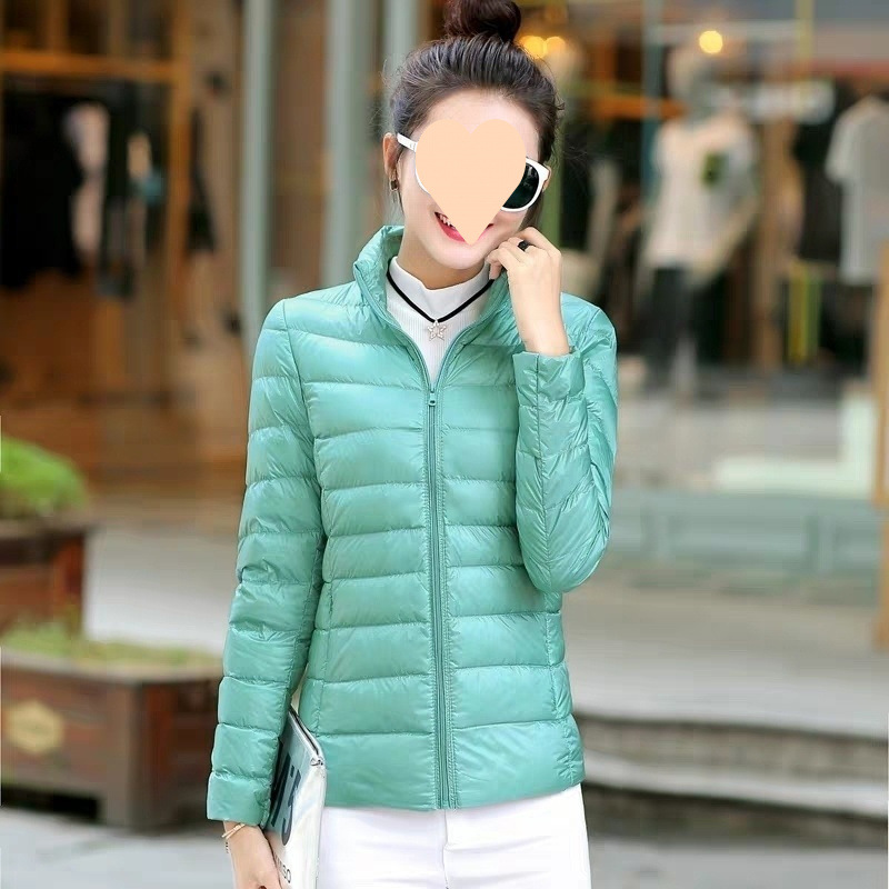 여성용 스탠드 칼라 핑크 블루