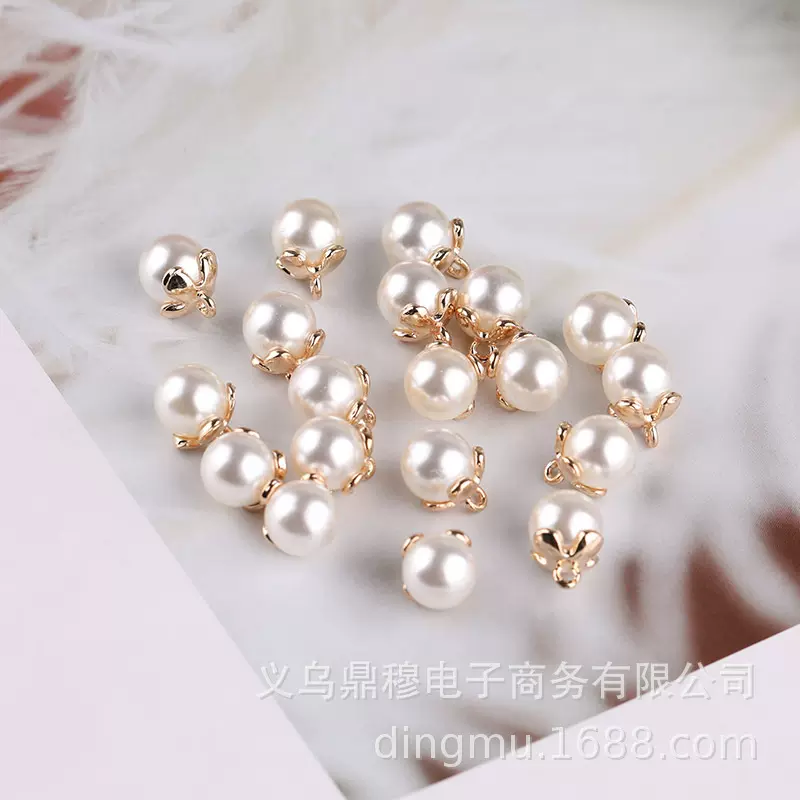 diy手工饰品自制手链项链材料圆形珠ABS仿珍珠合金小吊坠耳坠配件