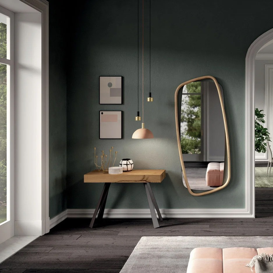 Mesa de comedor telescópica de madera maciza minimalista moderna, mesa de porche de sala de estar, mesa de comedor que ahorra espacio, mesa pequeña rectangular más grande