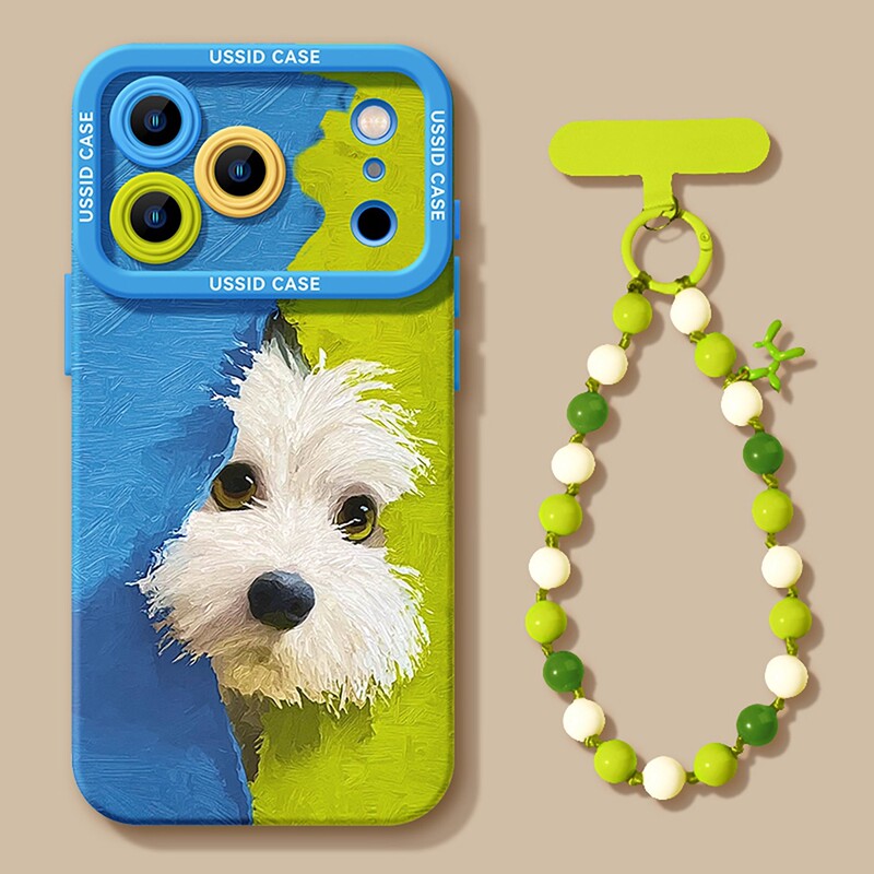 Plush Puppy Green Apple 17Promax Cute Iphone16 Cartoon 15 Lanyard 13 Set Soft Phone Case