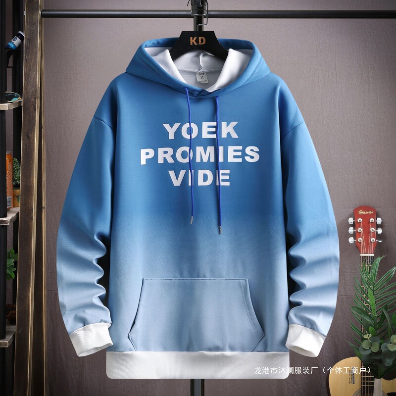 Youth Spring and Autumn Sweatshirts for Boys, Long-Sleeved Gradient T-Shirts for Junior High School Students, Men's Tops