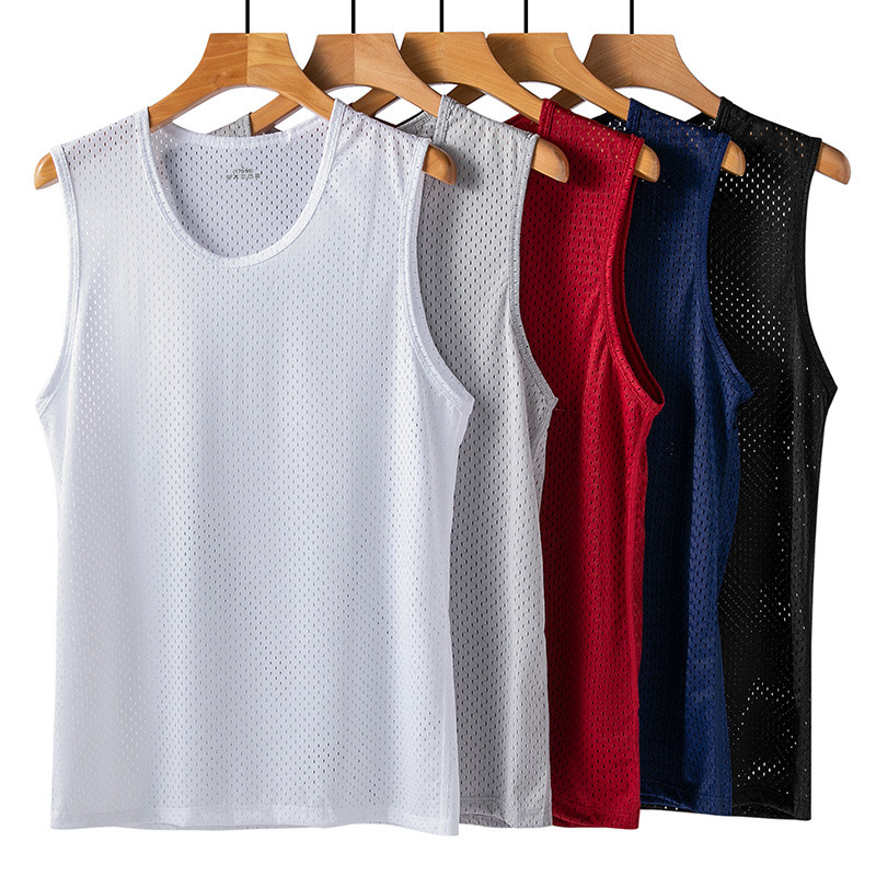 Men's Ice Silk Mesh Vest Summer Thin Slim Fitness Sports Men's Sleeveless Vest Men's Bottoming Wholesale