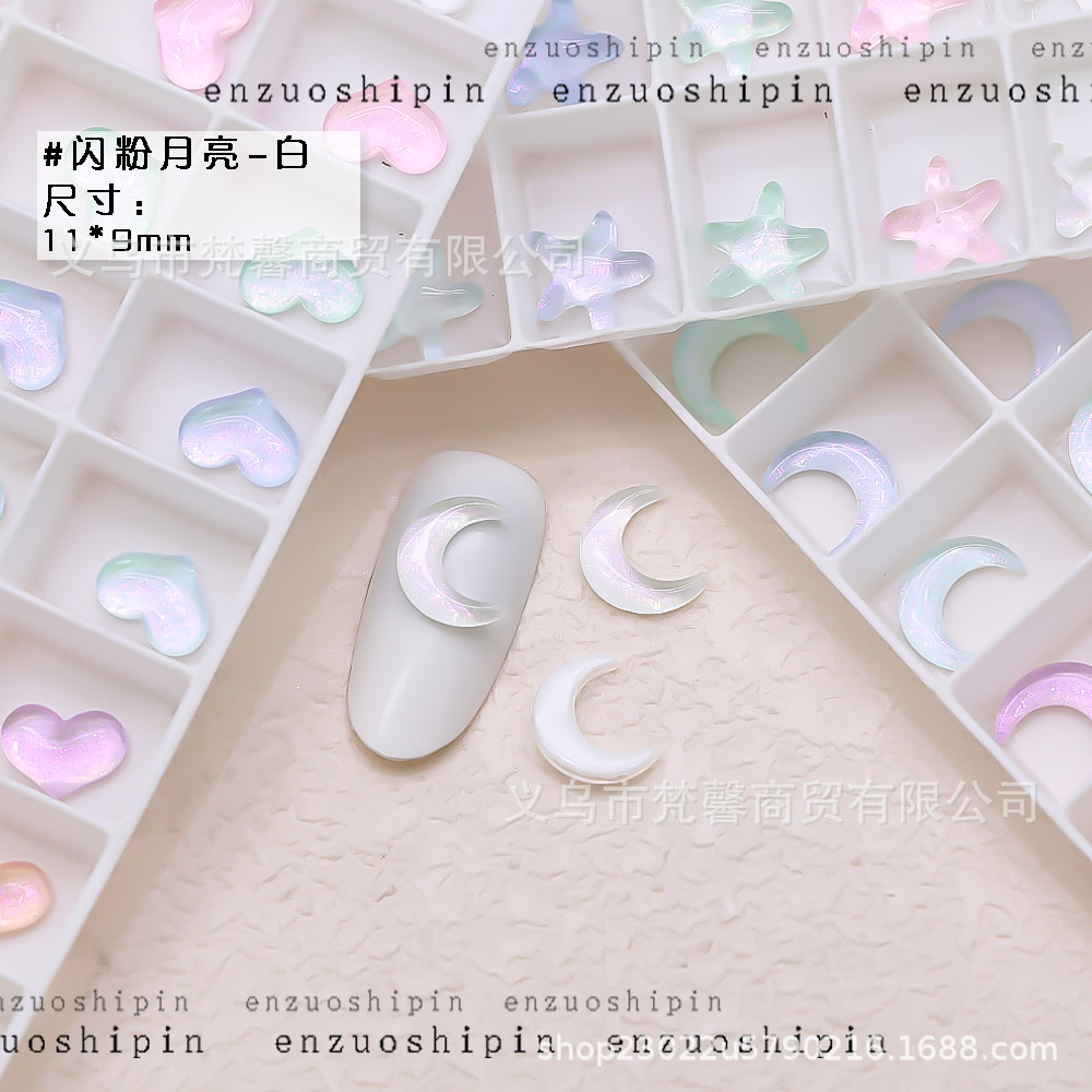 Mocha Love Moon Star Flat Crystal Diamond Aurora color estrella de cinco puntas nail Diamond nail Jewelry