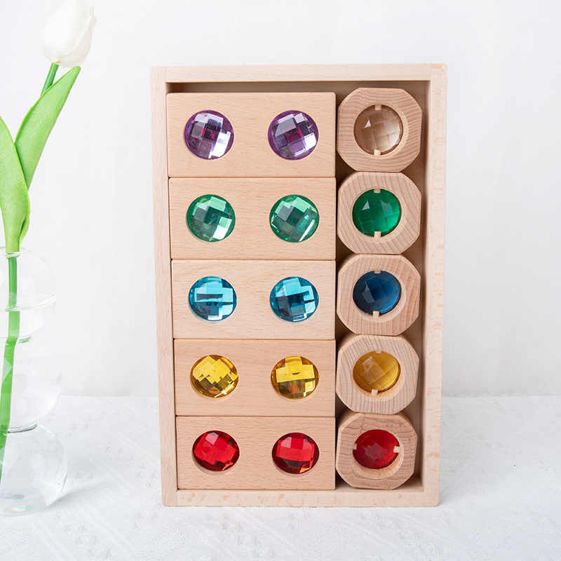 Bloques de construcción de GEMA de madera para niños bloques de construcción transparentes de acrílico que ensamblan Juguetes Educativos de Educación Temprana de construcción creativa para bebés