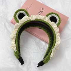 編織毛線蕾絲花邊青蛙發箍女氣質洗臉壓發防滑頭箍2024年新款頭飾