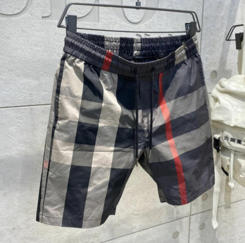 Summer New Men's Shorts, Beach Pants, Sports Casual Mid-Length Pants, Simple Color-Blocking Workwear Plaid Pants for Men