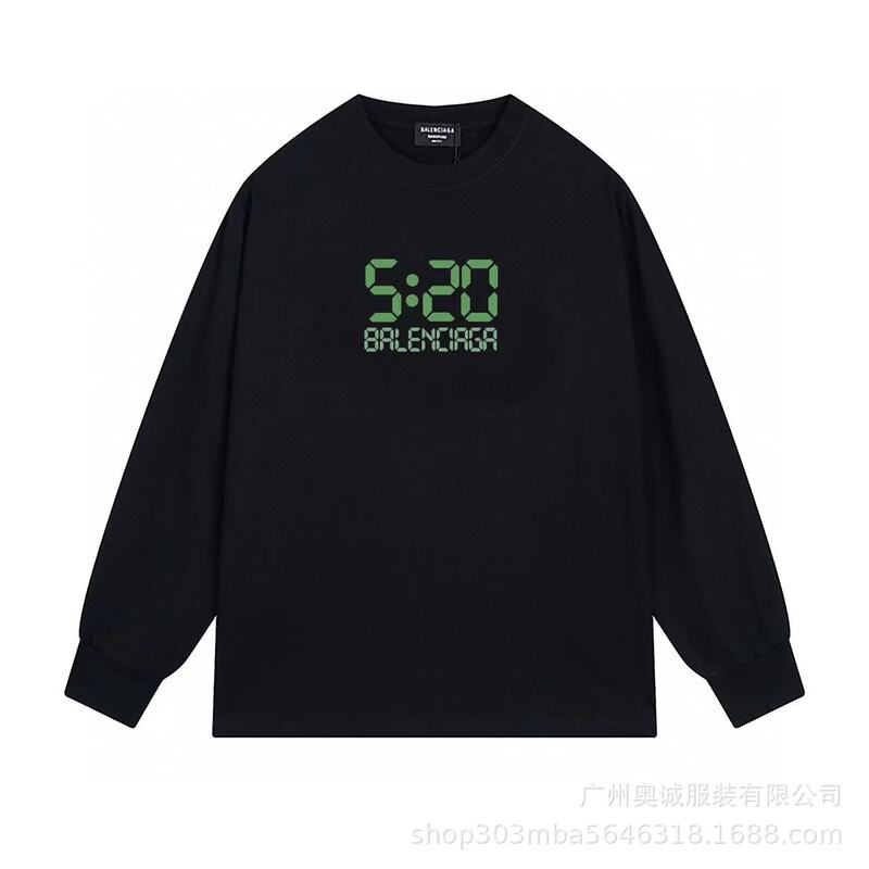 跨境外贸24ssB家秋季BB家logo印花长袖280克精梳棉长袖t 恤男女款|undefined