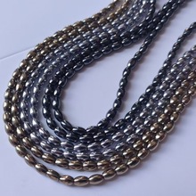 厂家批发3mmX5mm枣珠 黑胆石 赤铁矿乌金石 串珠 散珠 直孔 无磁