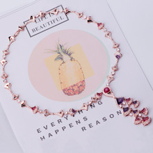 欧美时尚超闪彩色锆石项链铜女式华丽花卉夸张吊坠 一件代发