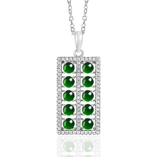S925 Silver Inlaid Natural Mocui A Goods Emerald Abacus Jade Pendant Fashion Women's Necklace Jade Pendant Jewelry