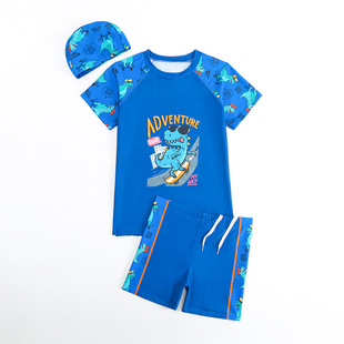Children's Swimwear Boys Split suit Children's Cartoon Hot Spring Swimwear Short Sleeve Little Boy Swimwear Wholesale