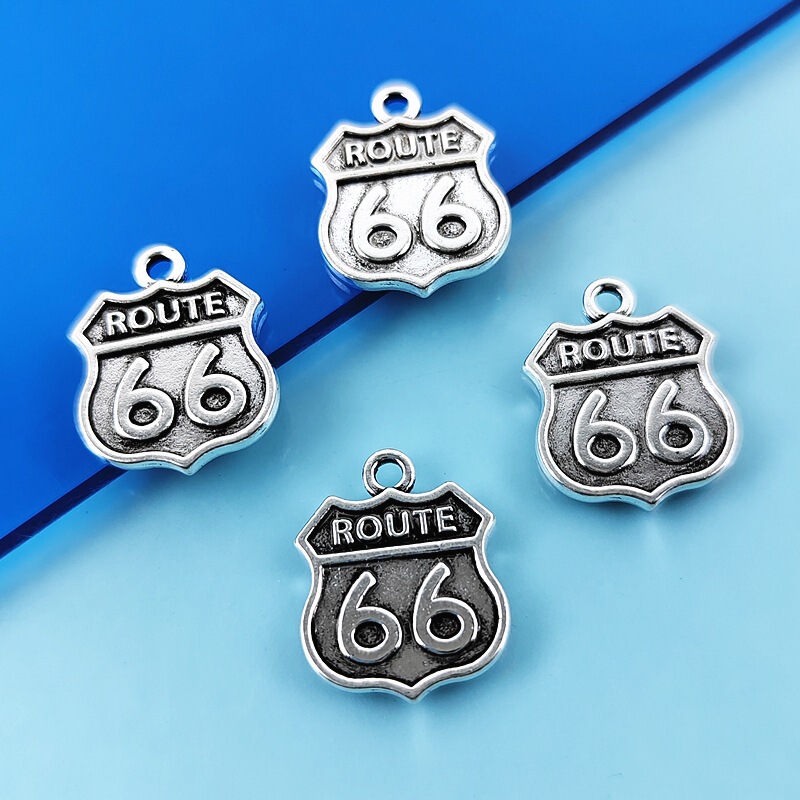 Cross-Border European and American Popular DIY Zinc Alloy Accessory 66 Highway Sign Pendant Necklace Bracelet Jewelry Charm Cross-Border European and American Popular DIY Zinc Alloy Accessory 66 Highway Sign Pendant Necklace Bracelet Jewelry Charm