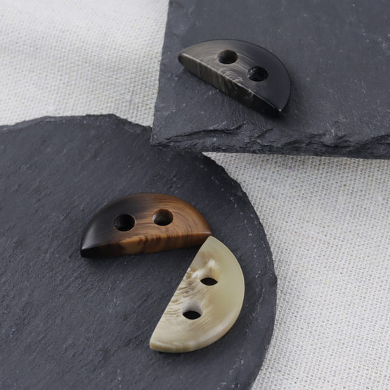 Crescent Design Double-sided Resin Button Autumn and Winter Series Two Eyes Retro Casual Simple Coat Jacket Decorative Buckle