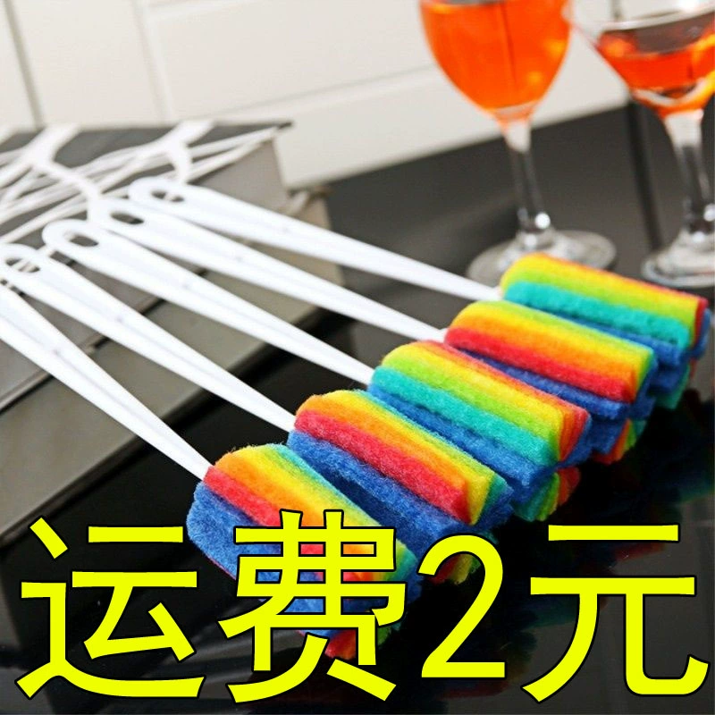 Щетка для чистки чашек, кухонная щетка, длинная ручка, красочная чистящая щетка для стеклянных бутылок, щетка для чашек оптом