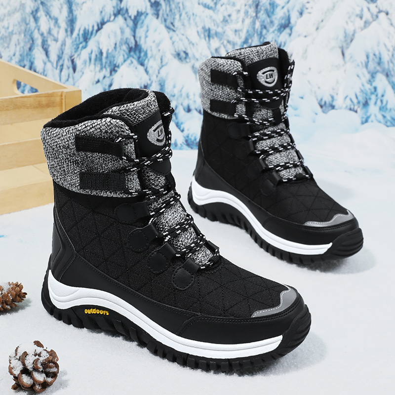Explosiones transfronterizas de invierno calentamiento nuevo calentamiento al aire libre zapatos de algodón de alta altura zapatos de nieve calentamiento zapatos de montaña para hombres y mujeres
