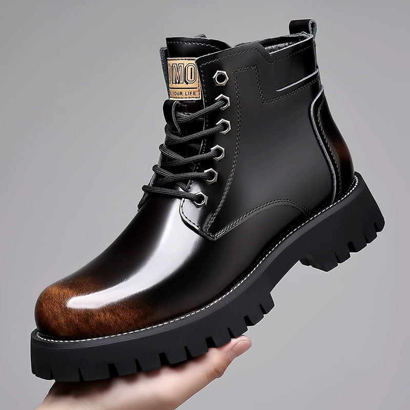 Мужские зимние ботинки в стиле Martens, кожаные, с тёплой меховой подкладкой, 38–44