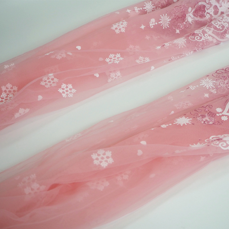 Fabricante de nueva impresión offset snowflake ropa de niños tela de malla suave tela de malla